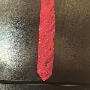 Yves Saint Laurent Red Geometric Silk Tie